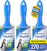 PetLovers Extra Sticky Lint Roller Value Set 270 Sheets for Pet Hair Removal, Dog and Cat Lint Remover (3 Pack)