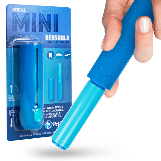 EzRoll reusable lint roller before and after pet hair removal