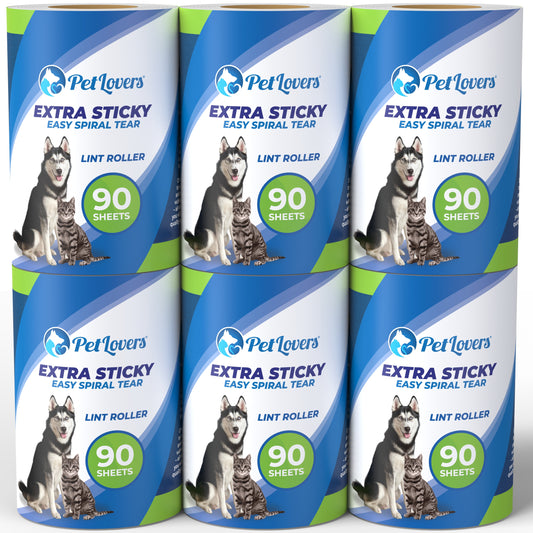 PetLovers Lint Roller Refill 6-Pack 540 extra sticky sheets