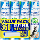 PetLovers Extra Sticky Floor Lint Roller 4 Pack of Refills Only - No Handles Included - 360 Sheets