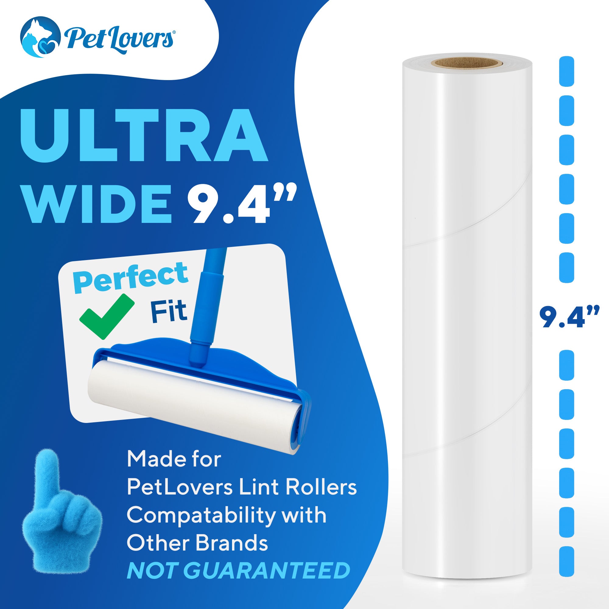 PetLovers Extra Sticky Floor Lint Roller 4 Pack of Refills Only - No Handles Included - 400 Sheets