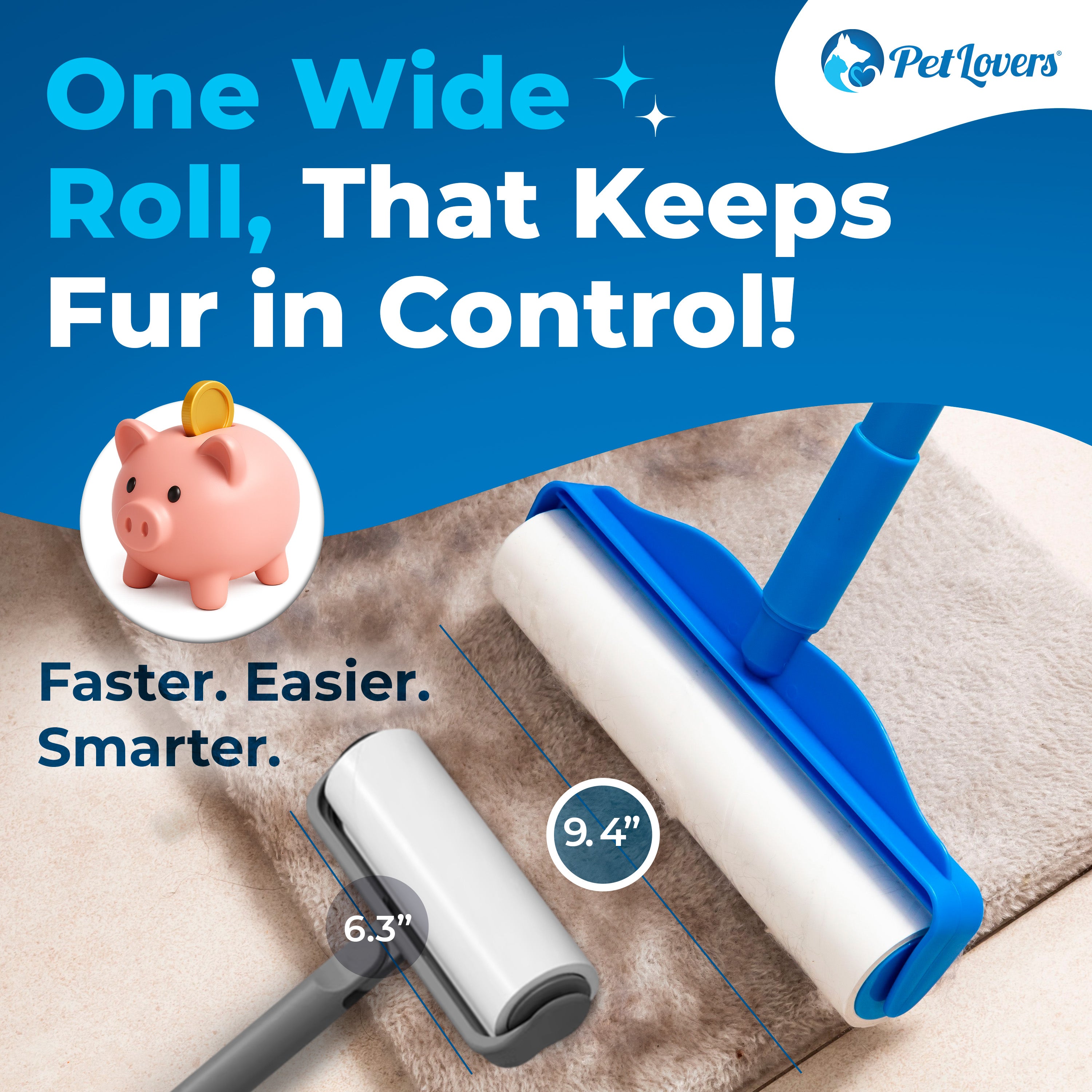 PetLovers Extra Sticky Floor Lint Roller 4 Pack of Refills Only - No Handles Included - 400 Sheets