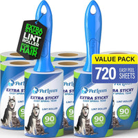 Rouleaux anti-peluches extra collants, format méga économique - 720 feuilles (paquet de 8) 