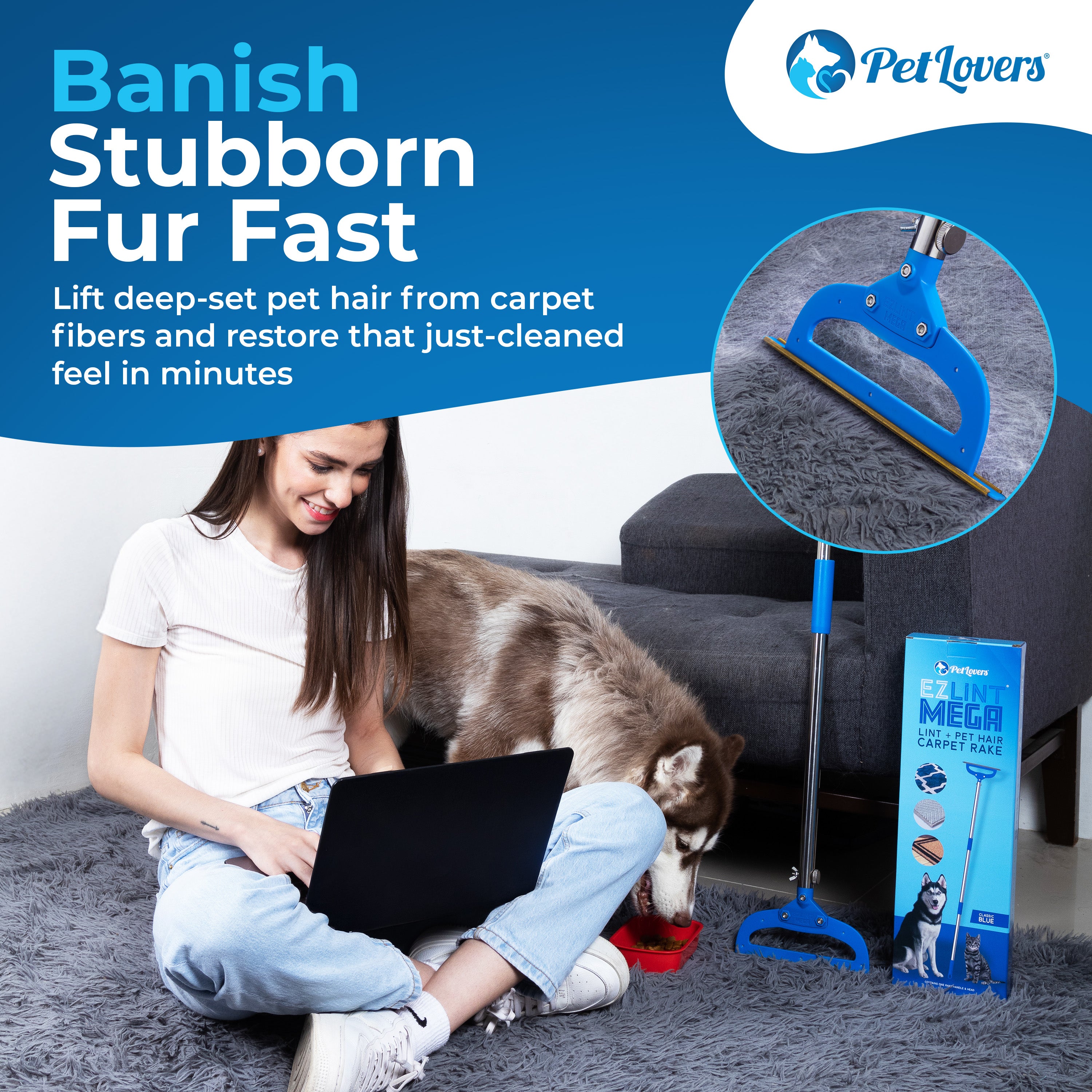 PetLovers EzLint Mega 52" Carpet Rake