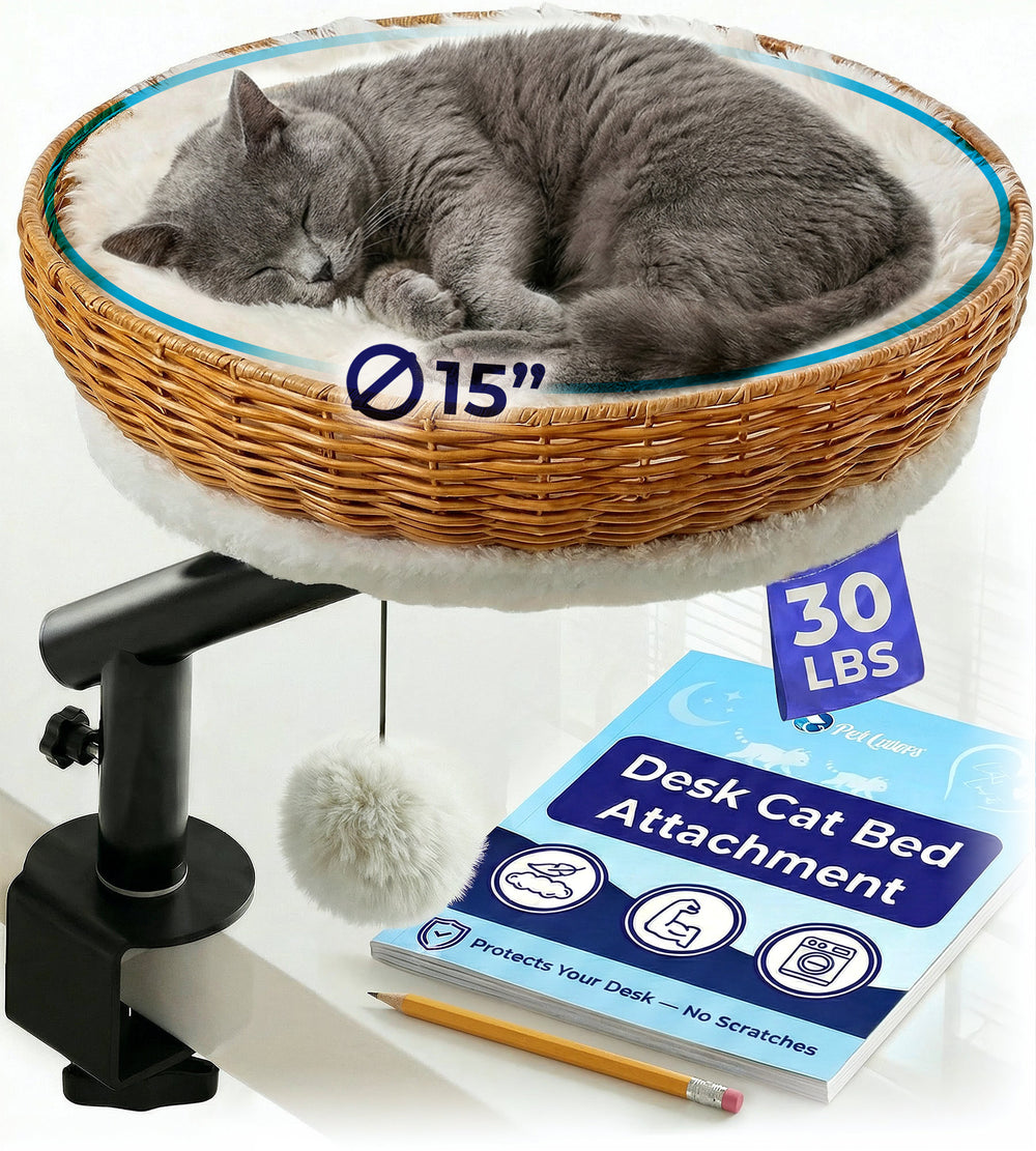 Katzenbett mit Schreibtisch – Rattan 