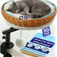 Katzenbett mit Schreibtisch – Rattan 