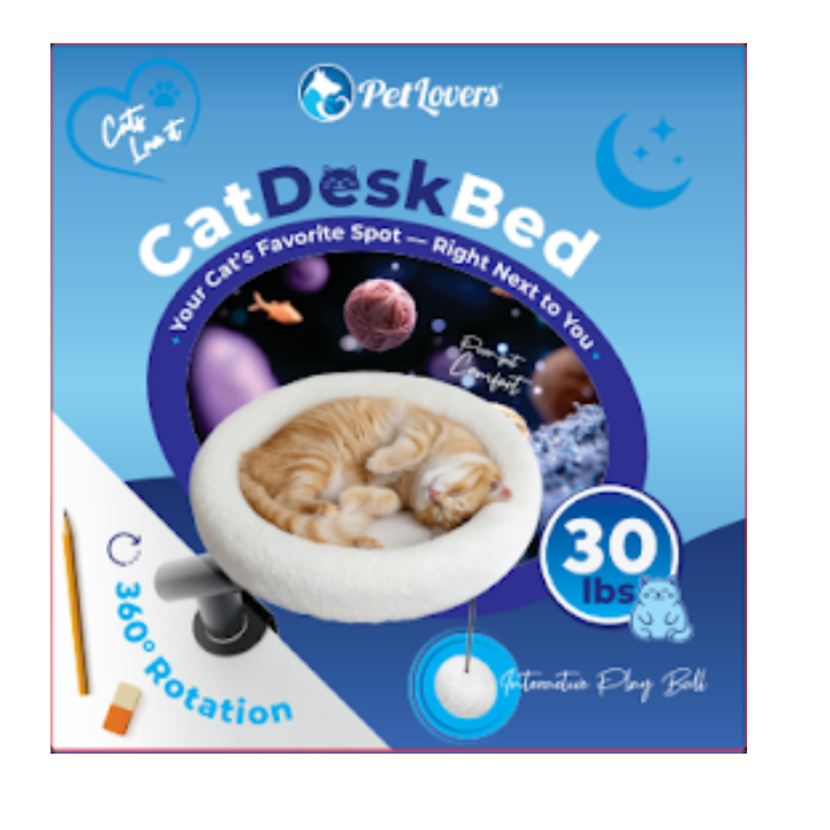 Cat Desk Bed – White Plush