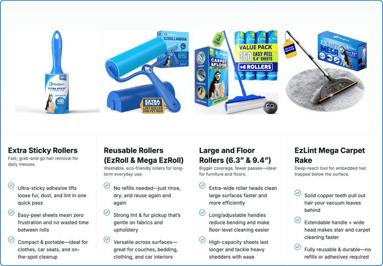 Pet Hair Removers Comparison Chart