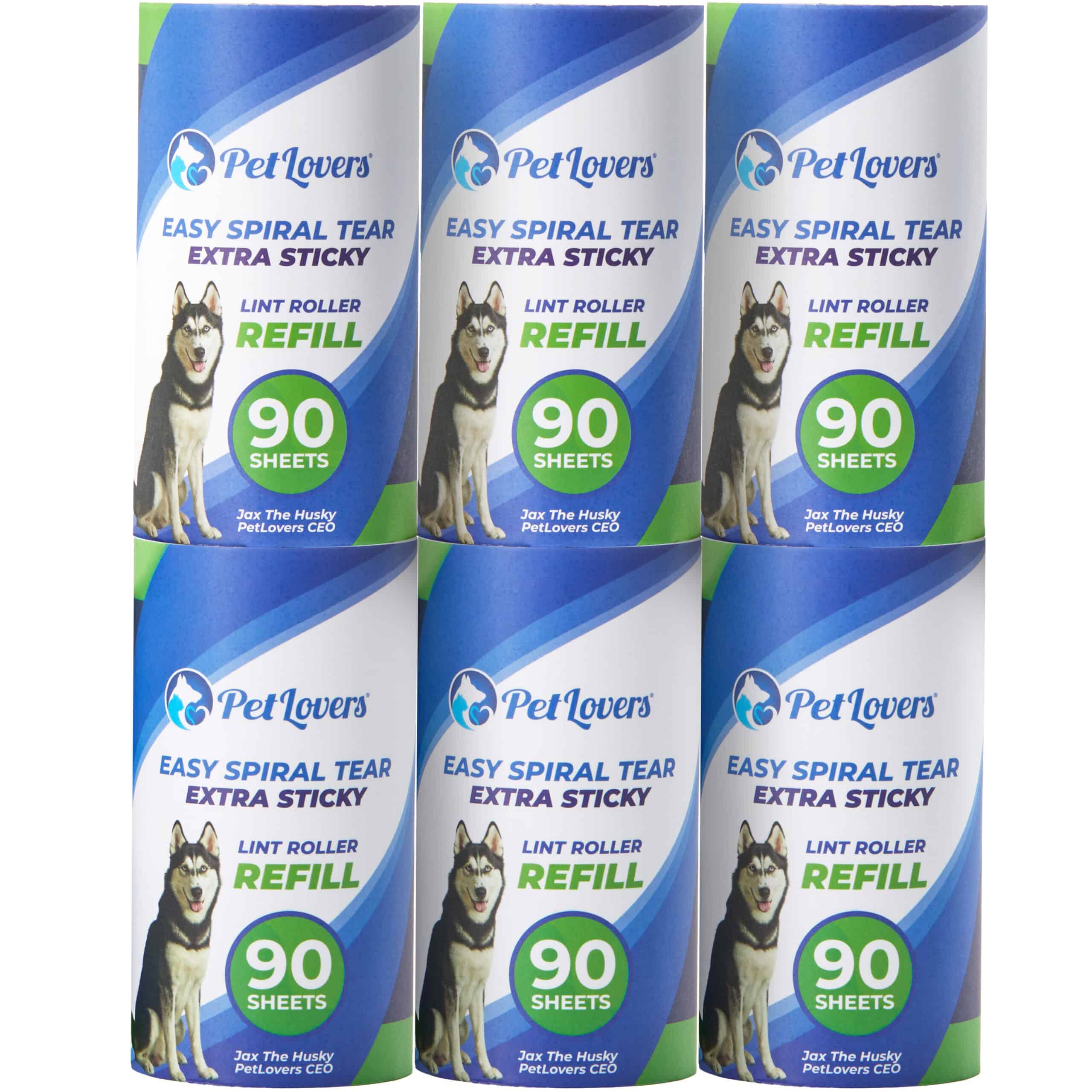 Lint Roller 90-Sheet Refill - 6 Pack - PetLovers Lint Roller 90-Sheet Refill - 6 Pack - PetLovers