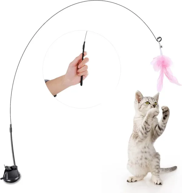 Cat Feather Toy with Suction Cup – Interactive Fun for Indoor Cats