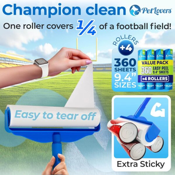 PetLovers Large Lint Roller with 3 Refills (4 pack) - Image 4