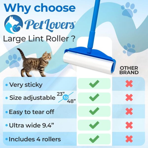 PetLovers Large Lint Roller with 3 Refills (4 pack) - Image 7
